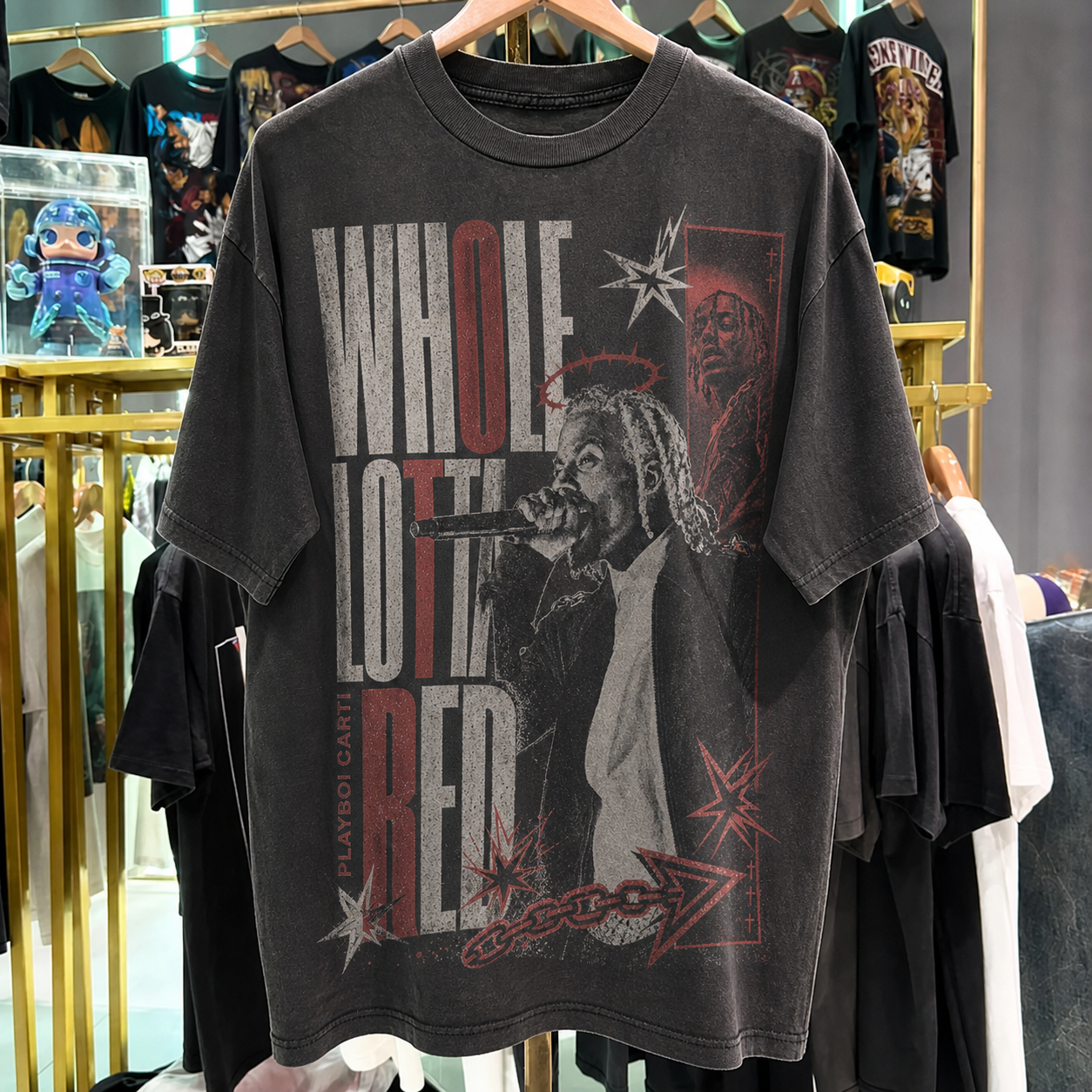 Playboi Carti 'Whole Lotta Red' Washed Black T-Shirt