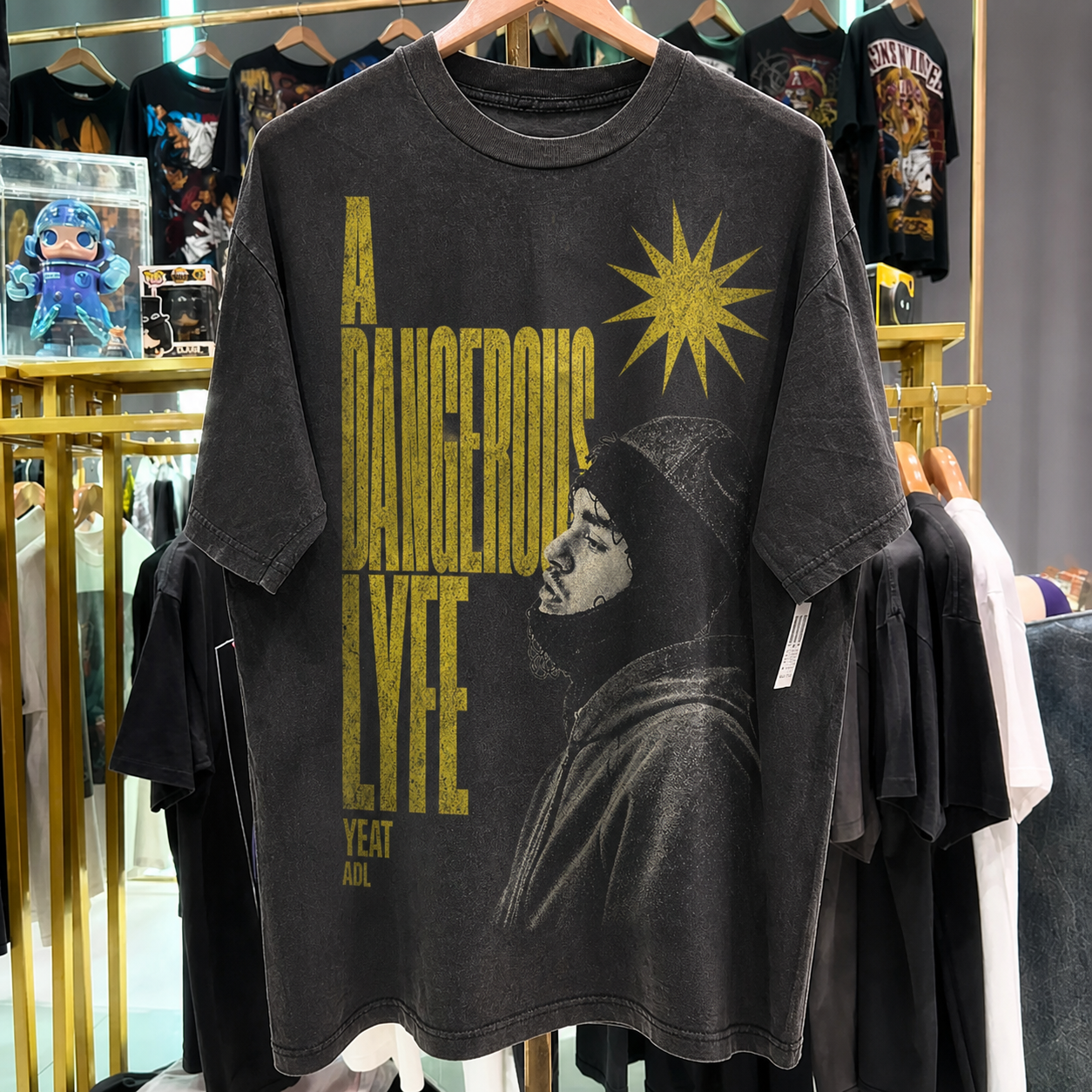 Yeat 'A Dangerous Lyfe' Washed Black T-Shirt
