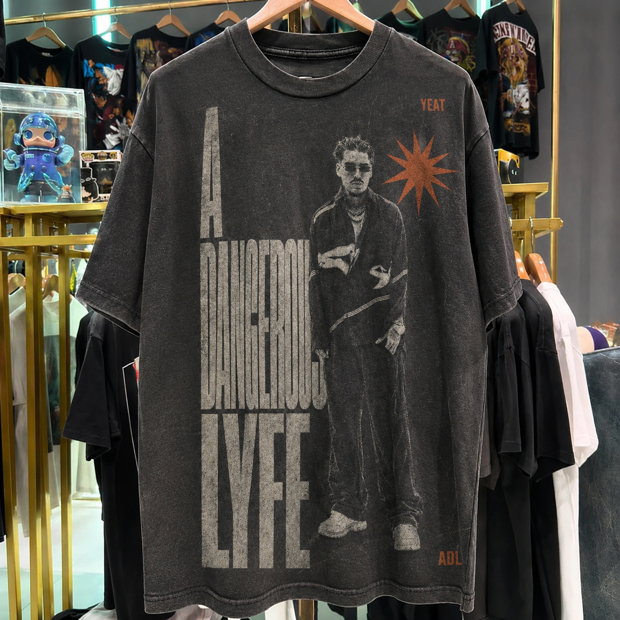 Yeat 'A Dangerous Lyfe' Washed Black T-Shirt