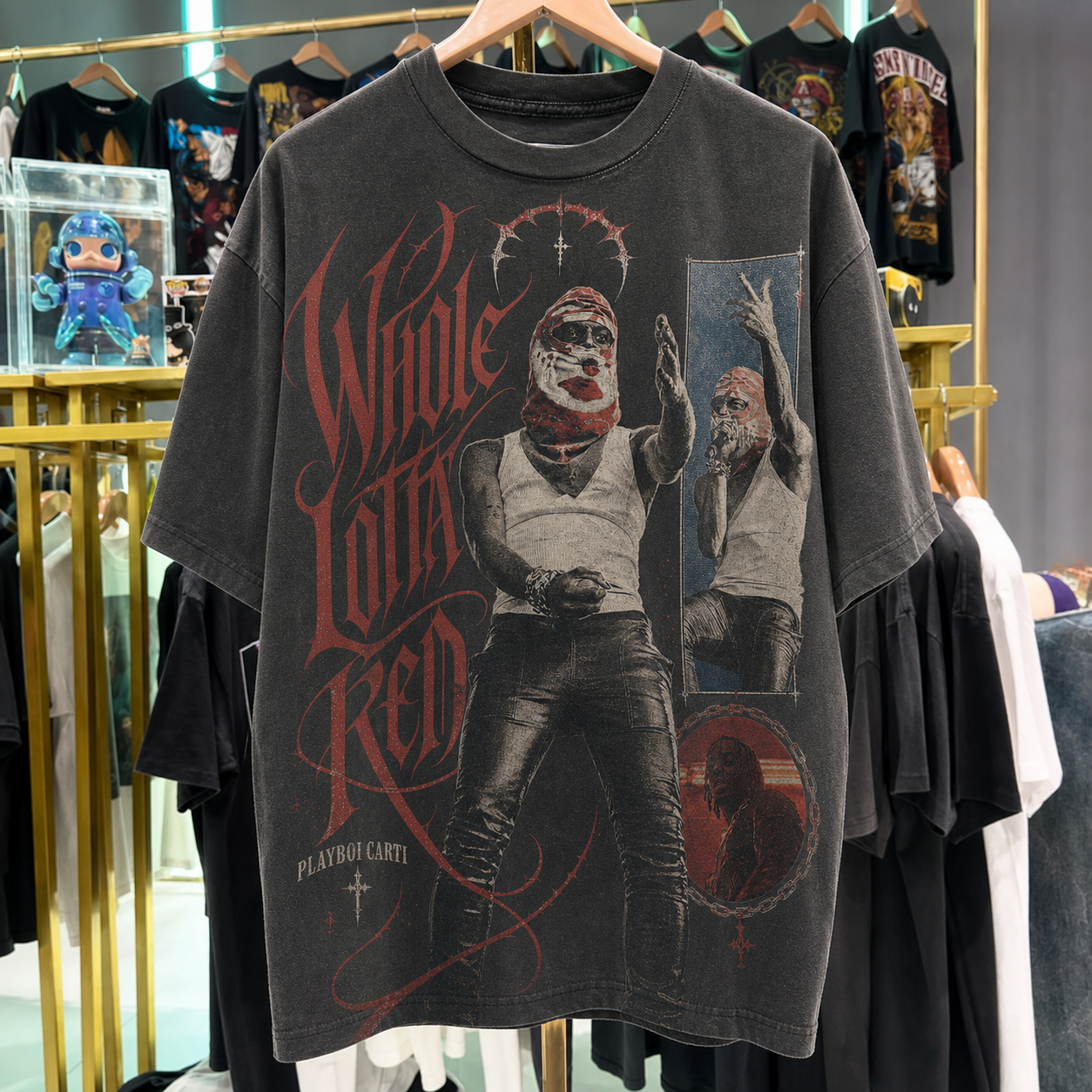 Playboi Carti 'Whole Lotta Red' Washed Black T-Shirt