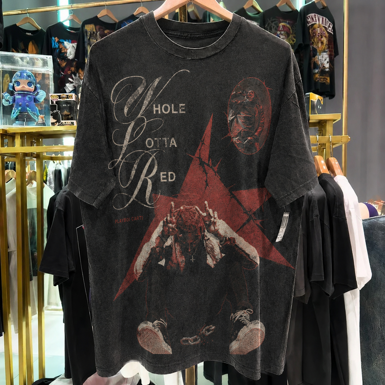 Playboi Carti 'Whole Lotta Red' Washed Black T-Shirt